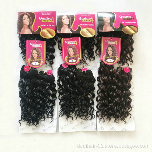 Hot sale Adorable synthetic hair extensions heat resistant fiber Spanish wave 4pcs 8-14 inches +fringe with free closure